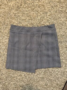 Margaret M Gray Plaid Wrap Mini Skirt